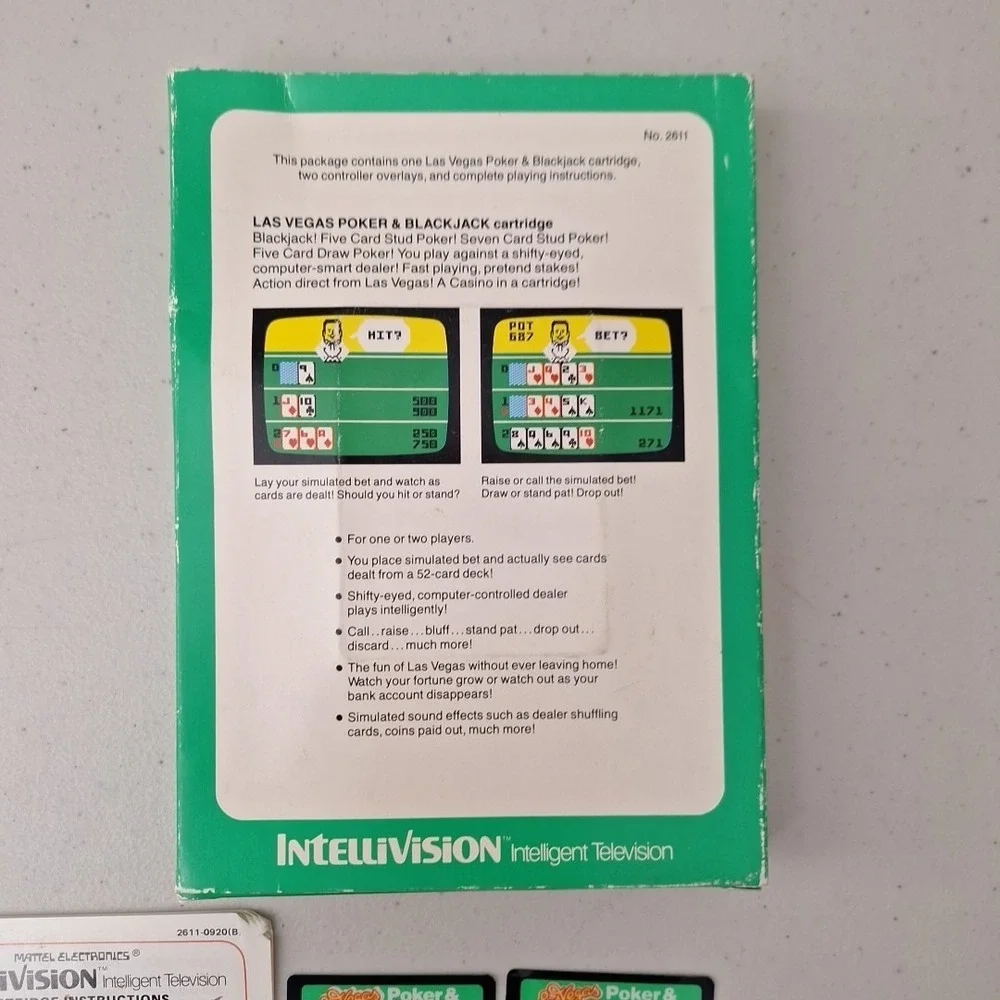 Las Vegas Poker & Blackjack Intellivision 1979 Case Manual Control Cover NO GAME